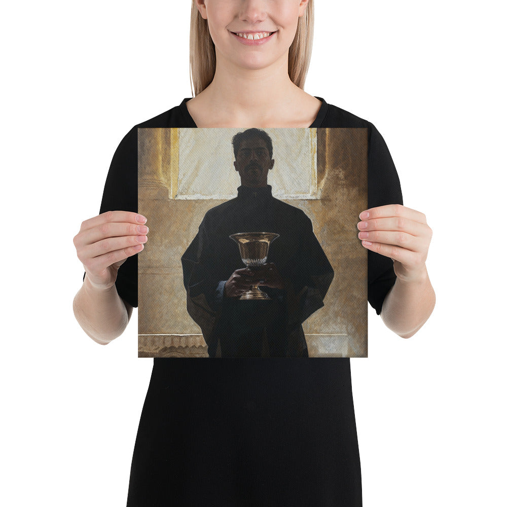 "Bishop Holding Chalice" Christian Canvas Print (Style 1)