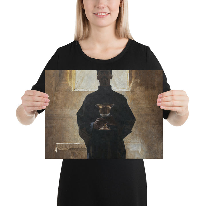 "Bishop Holding Chalice" Christian Canvas Print (Style 1)