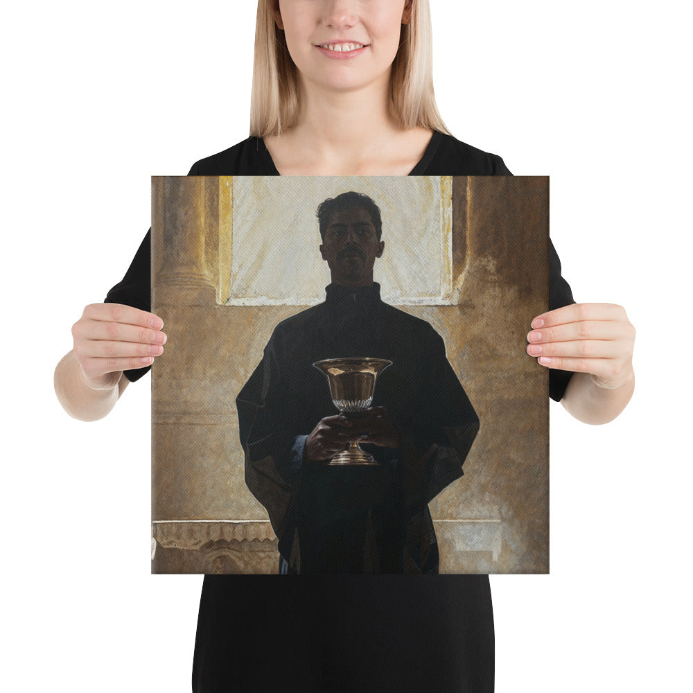 "Bishop Holding Chalice" Christian Canvas Print (Style 1)