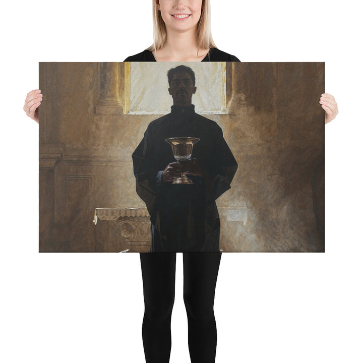 "Bishop Holding Chalice" Christian Canvas Print (Style 1)