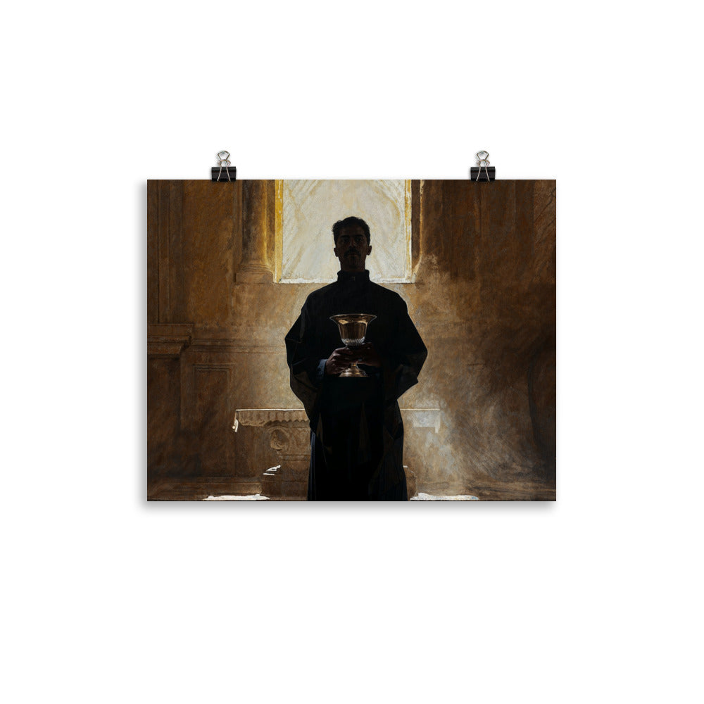 "Bishop Holding Chalice" Christian Poster (Style 01)