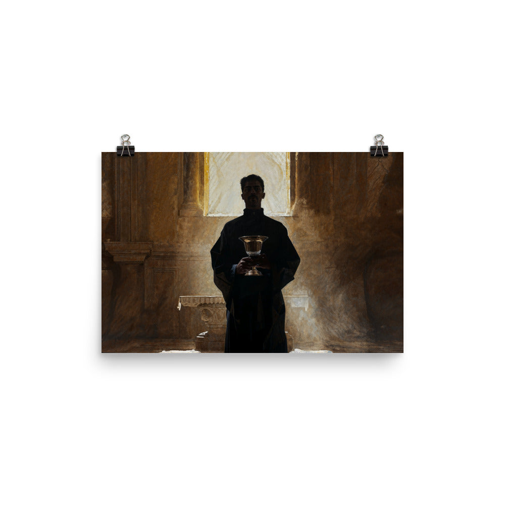 "Bishop Holding Chalice" Christian Poster (Style 01)