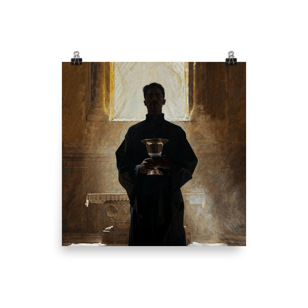 "Bishop Holding Chalice" Christian Poster (Style 01)