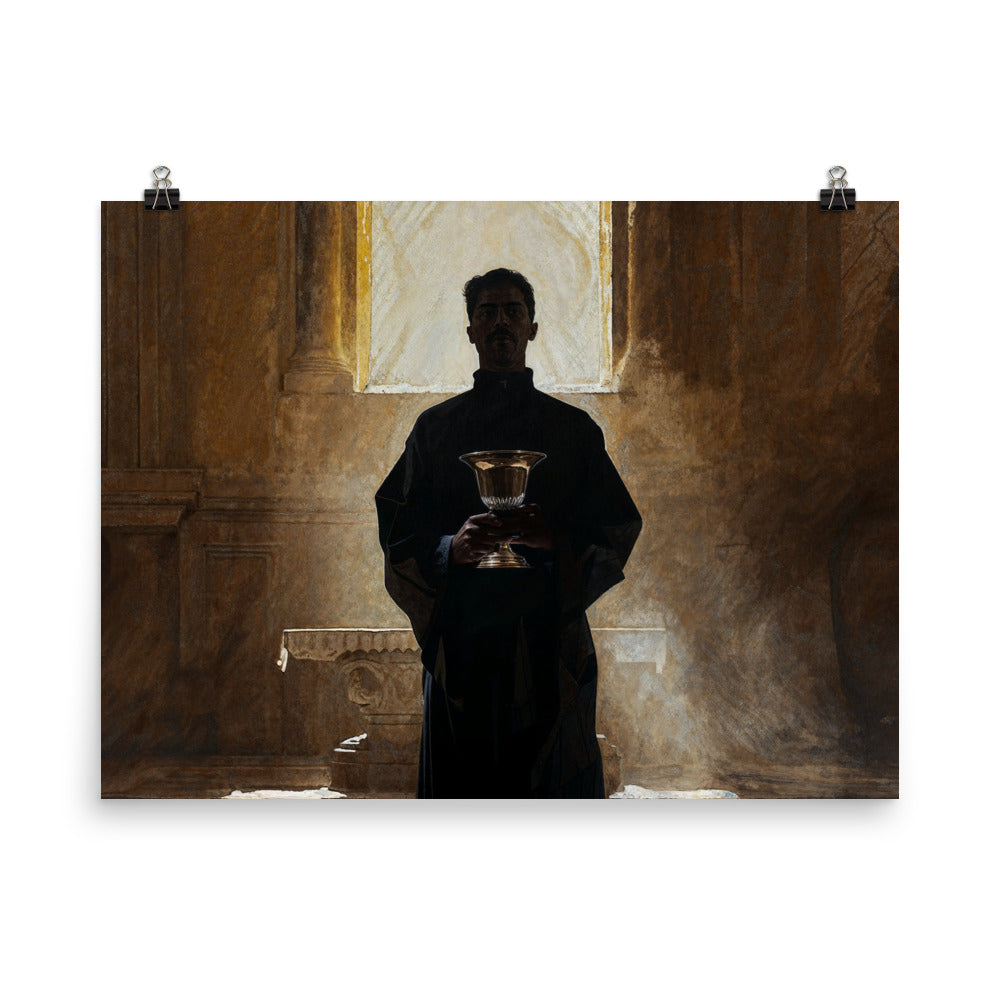 "Bishop Holding Chalice" Christian Poster (Style 01)