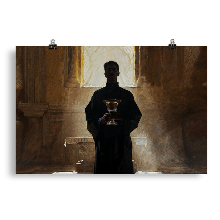 "Bishop Holding Chalice" Christian Poster (Style 01)